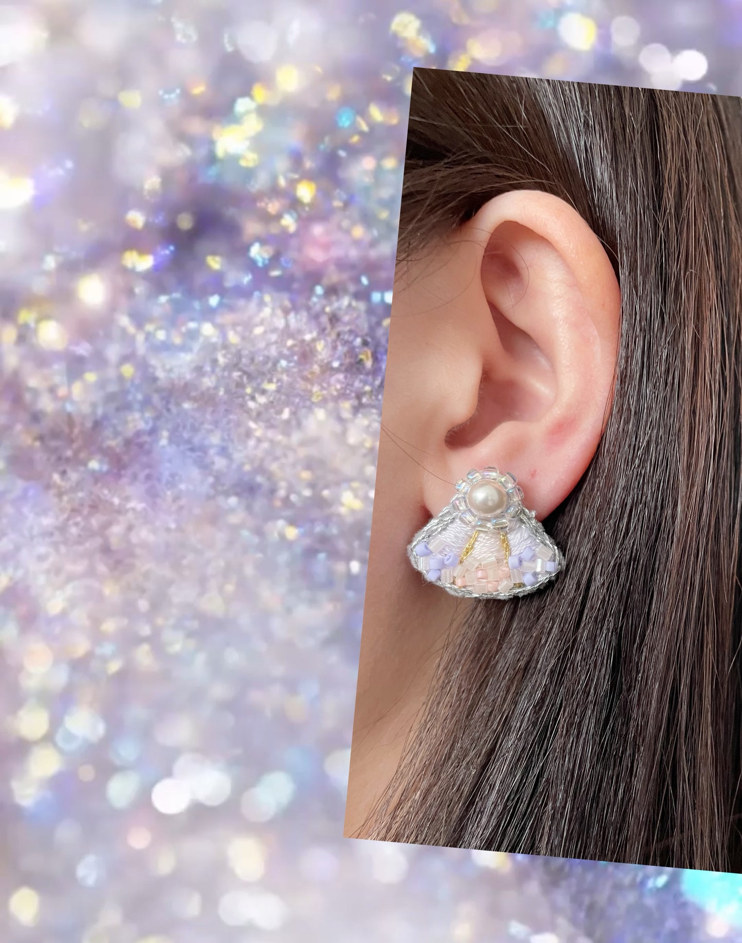 Seashell Embroidery Earrings