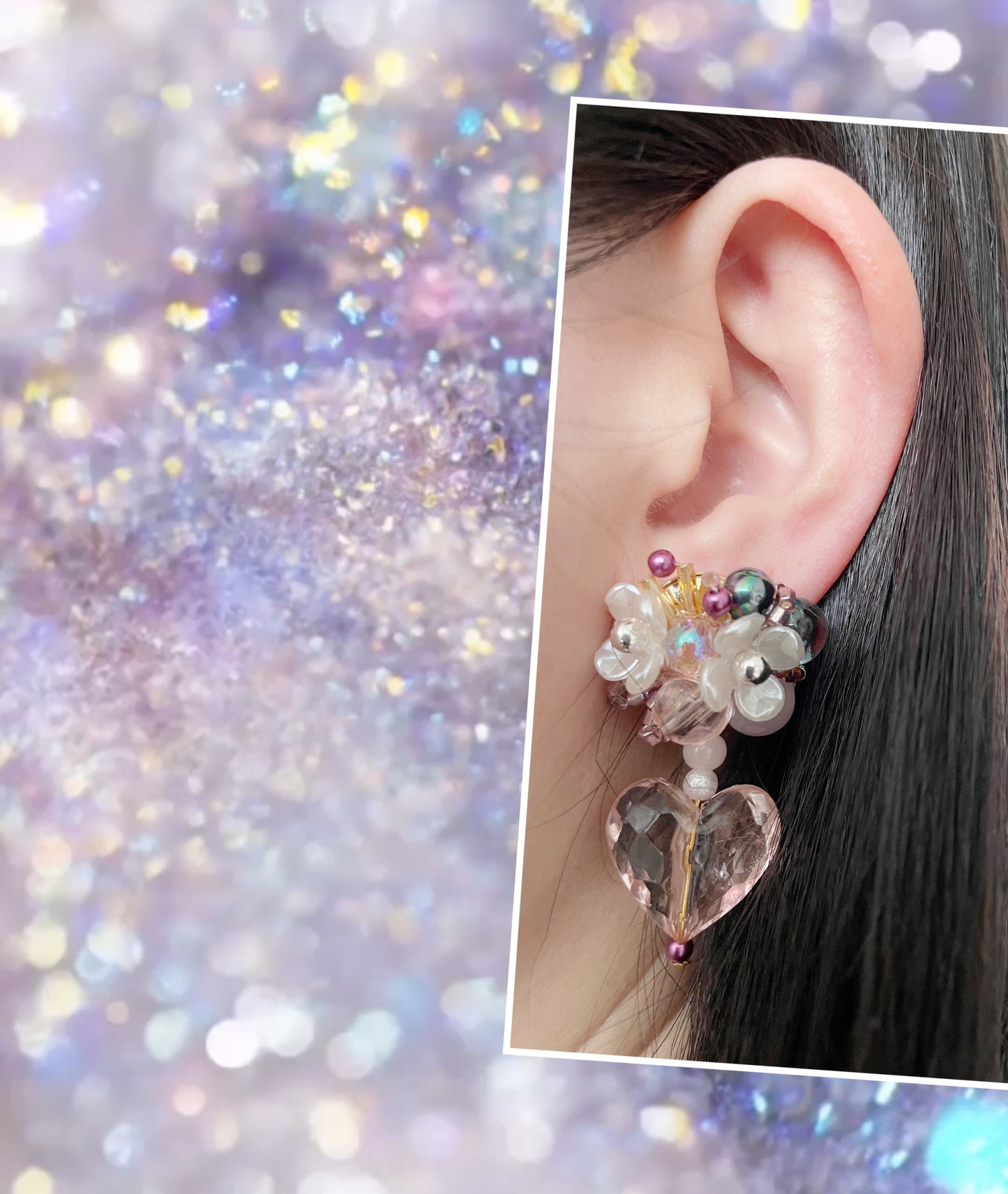 Heart Shape Dangle Embellished Earrings