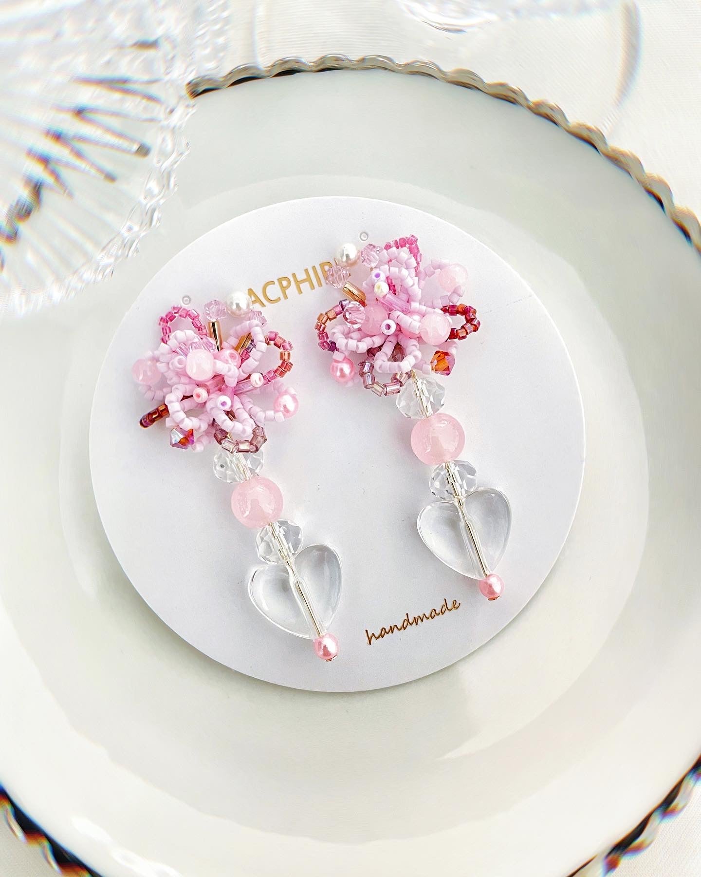 Pink Embellished & Heart Earrings