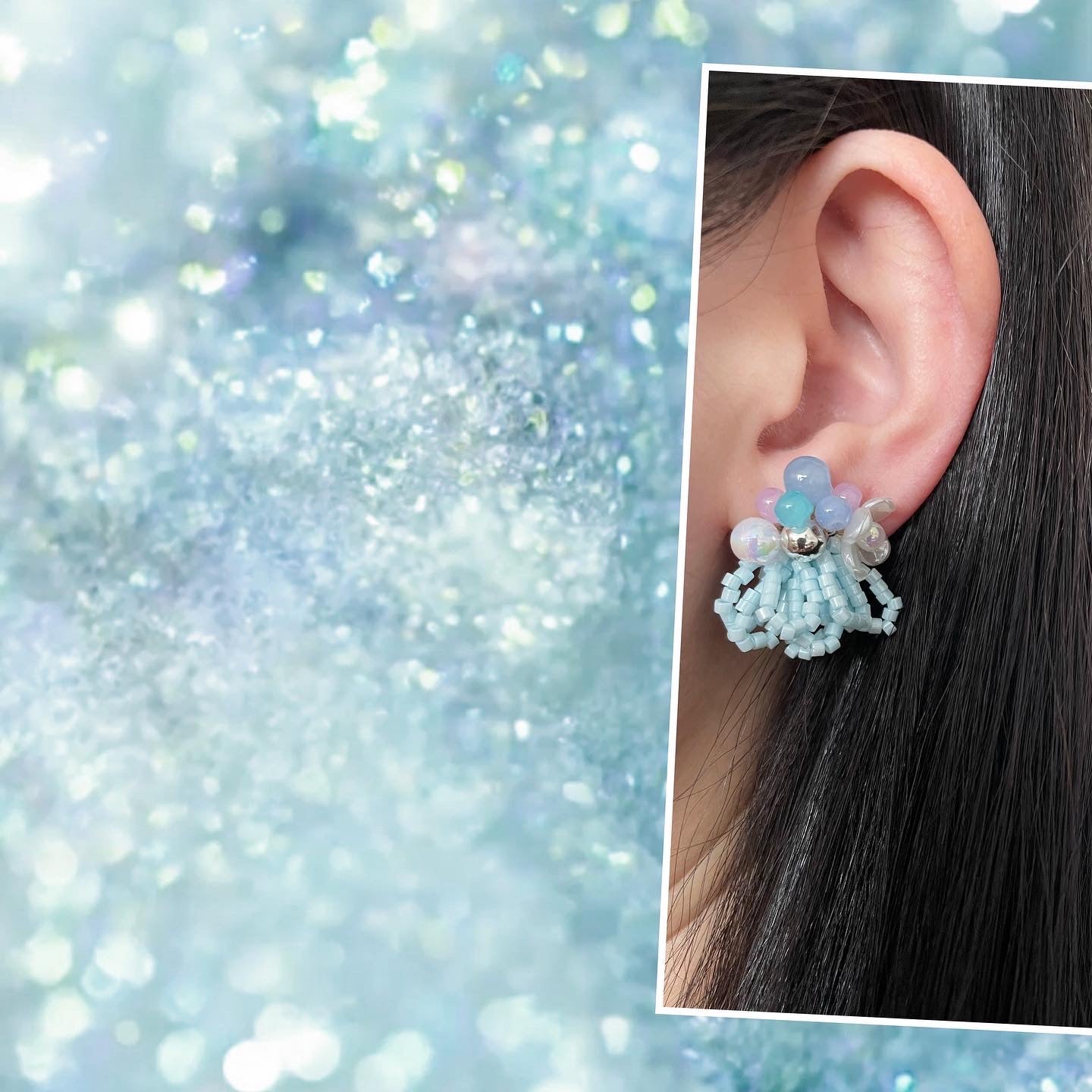 Light Blue Embellished Earrings