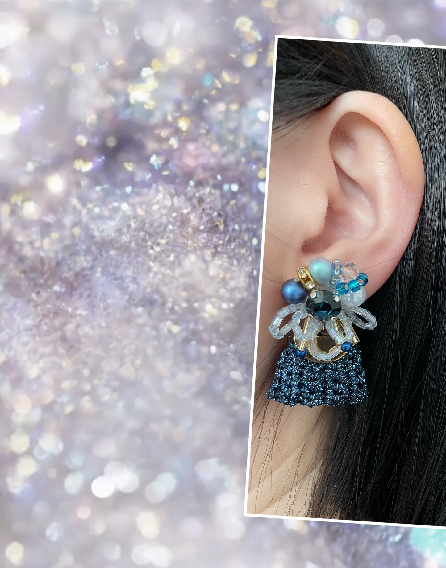 Starry Night Embellished Crochet Earrings