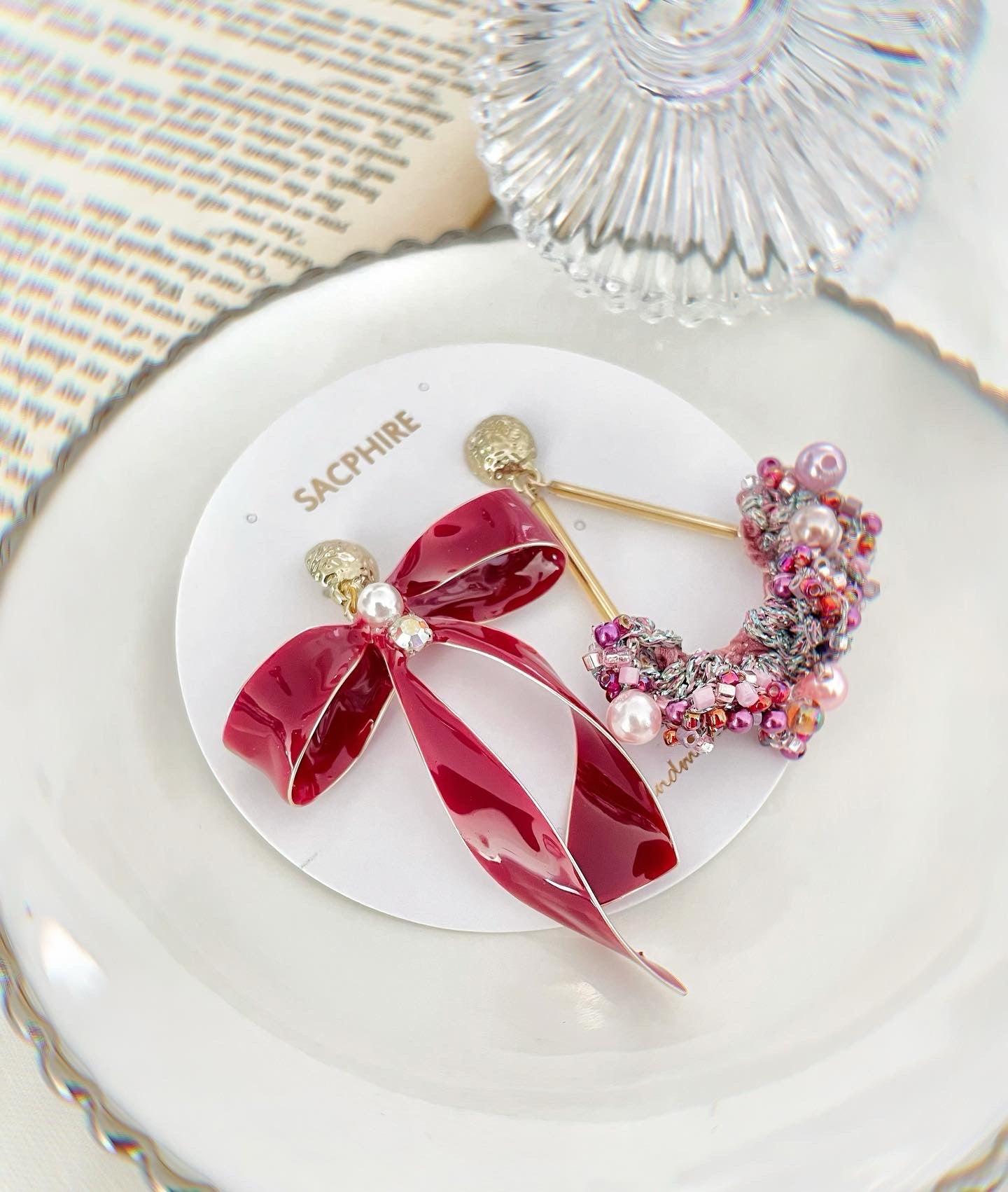 Sparkle Embellished Crochet and Bow Earrings