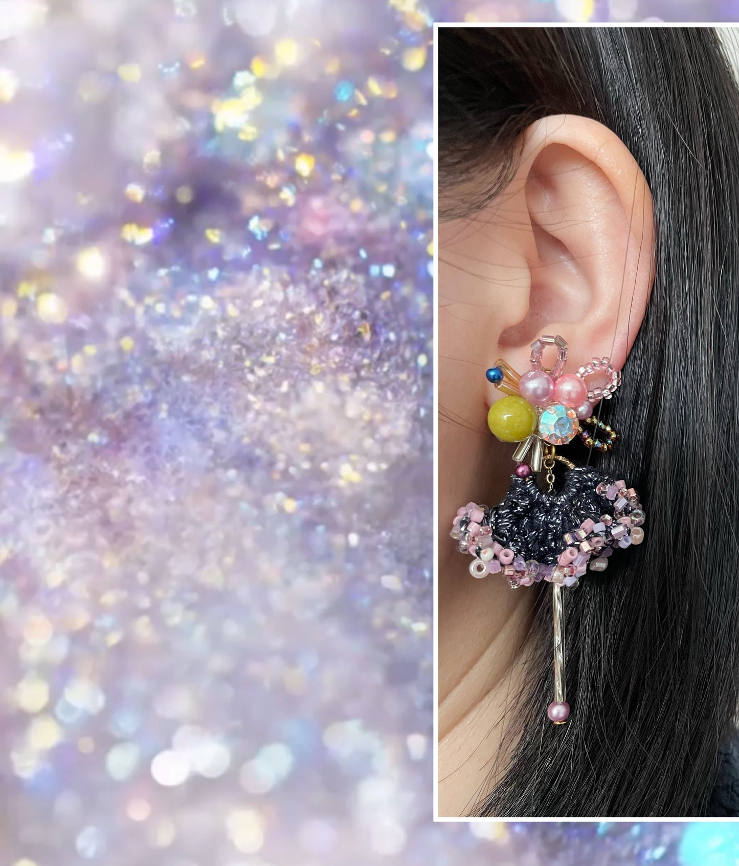 Dreamy Embellished Crochet Ruffle Earrings