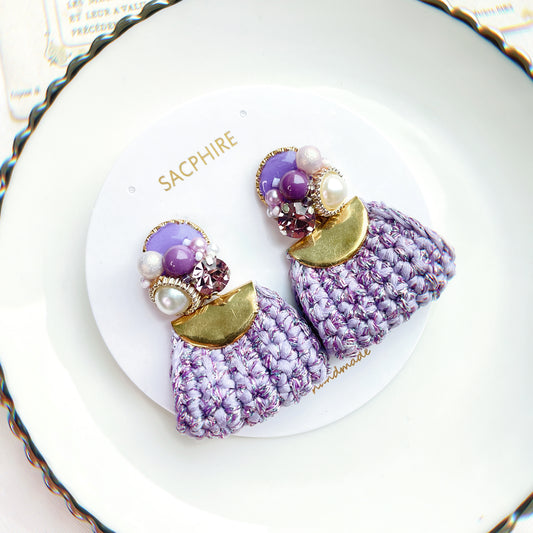 Vintage Vibe Purple Crochet Earrings