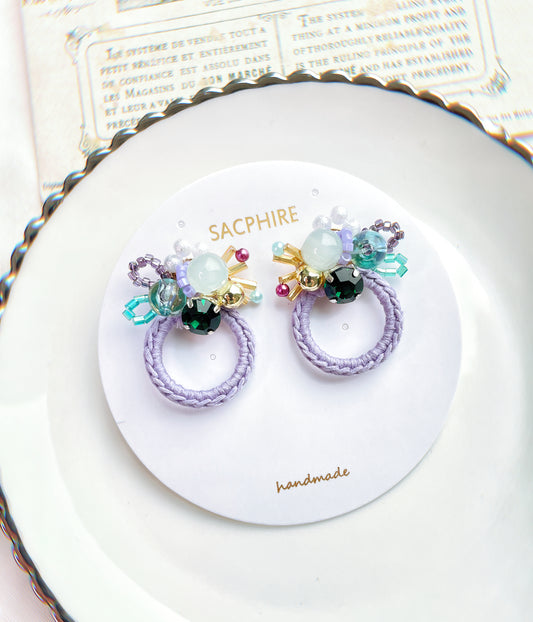 Dreamy Embellished Crochet Hoop Earrings