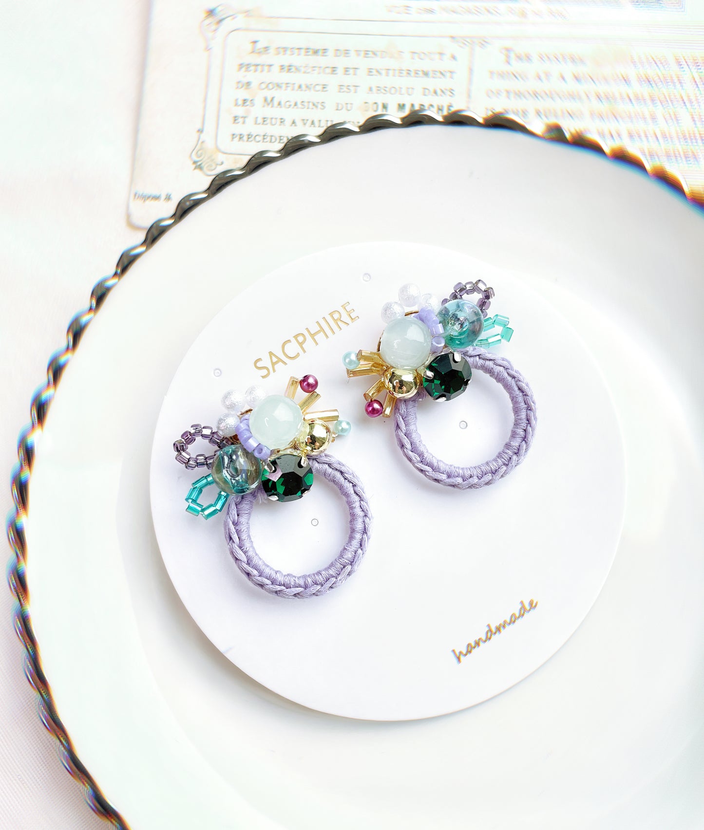 Dreamy Embellished Crochet Hoop Earrings