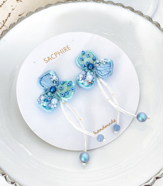 Ice Blue Embroidery Earrings