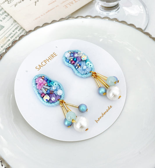 Irregular Shape Embroidery Earrings