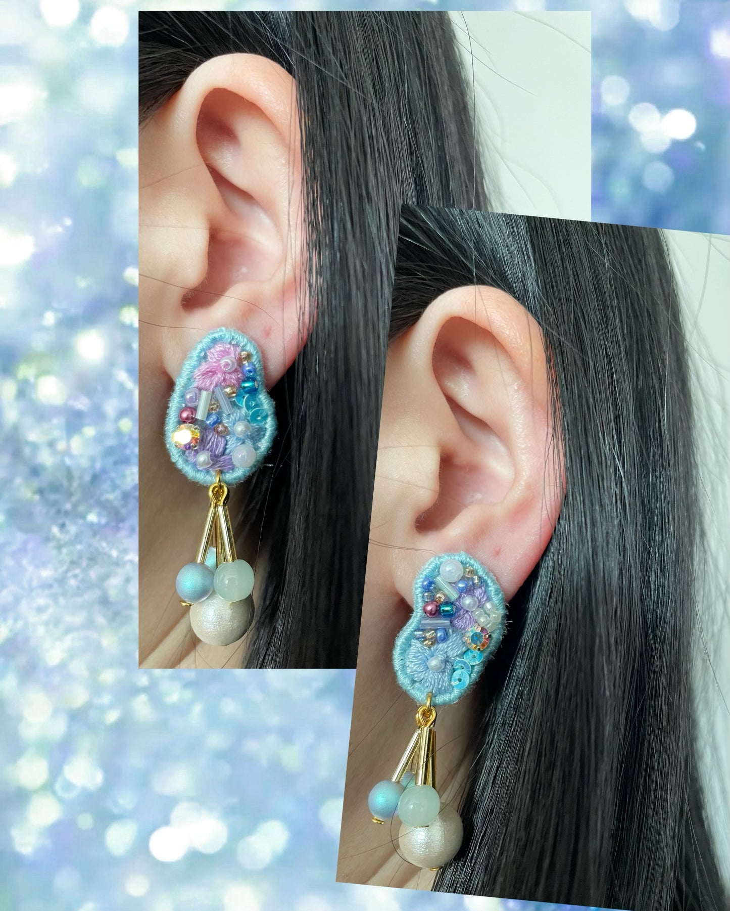 Irregular Shape Embroidery Earrings