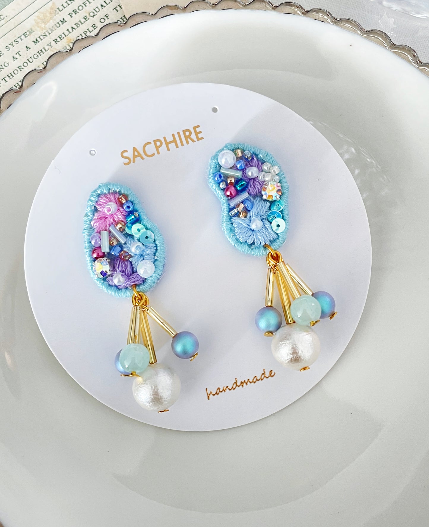 Irregular Shape Embroidery Earrings