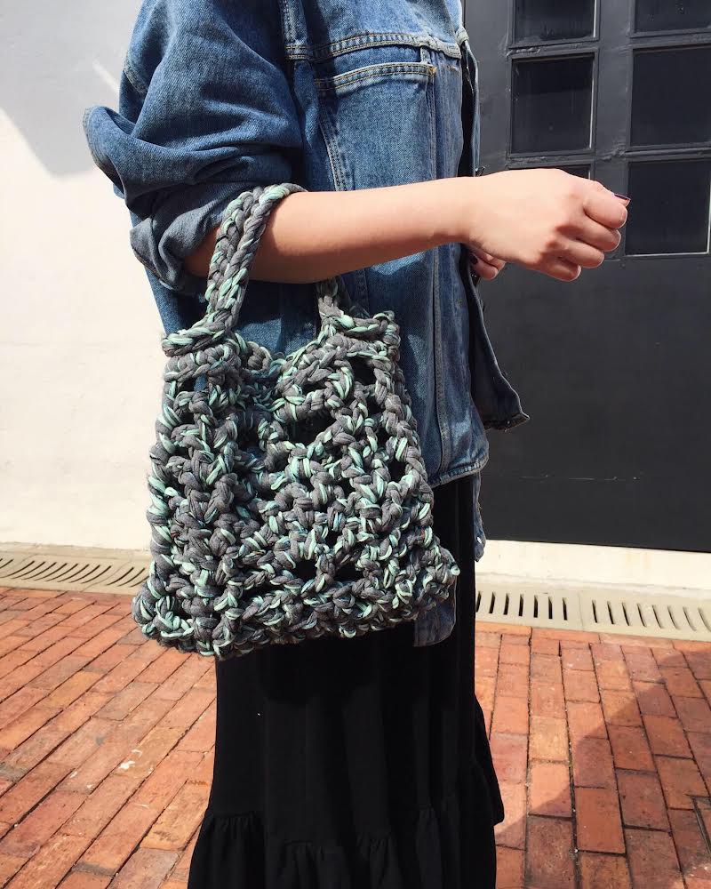 Mint Green Crochet Tote Bag