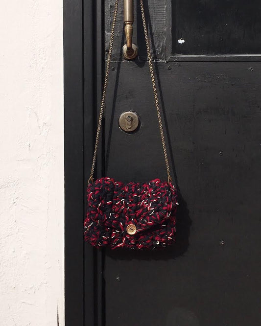 Burgundy Crochet Bag With Chain