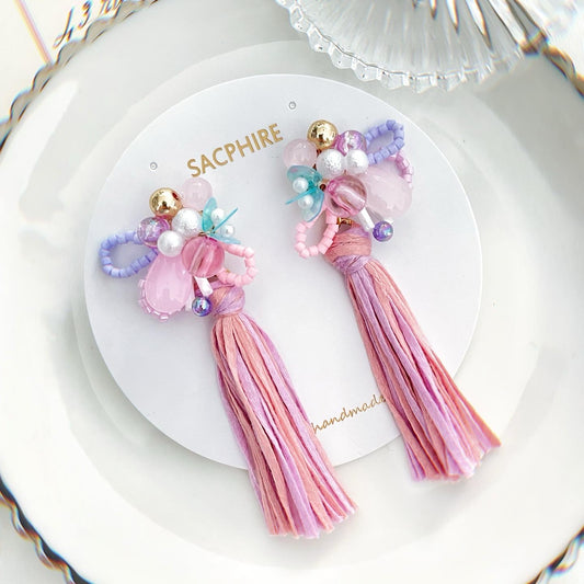 Pink Tassel Earrings