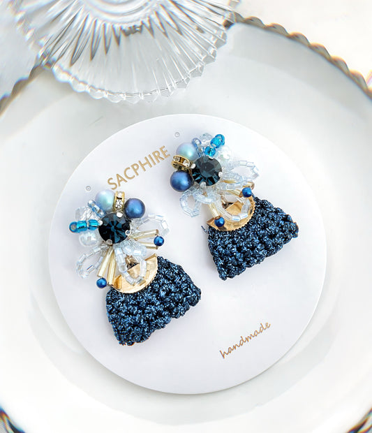 Starry Night Embellished Crochet Earrings