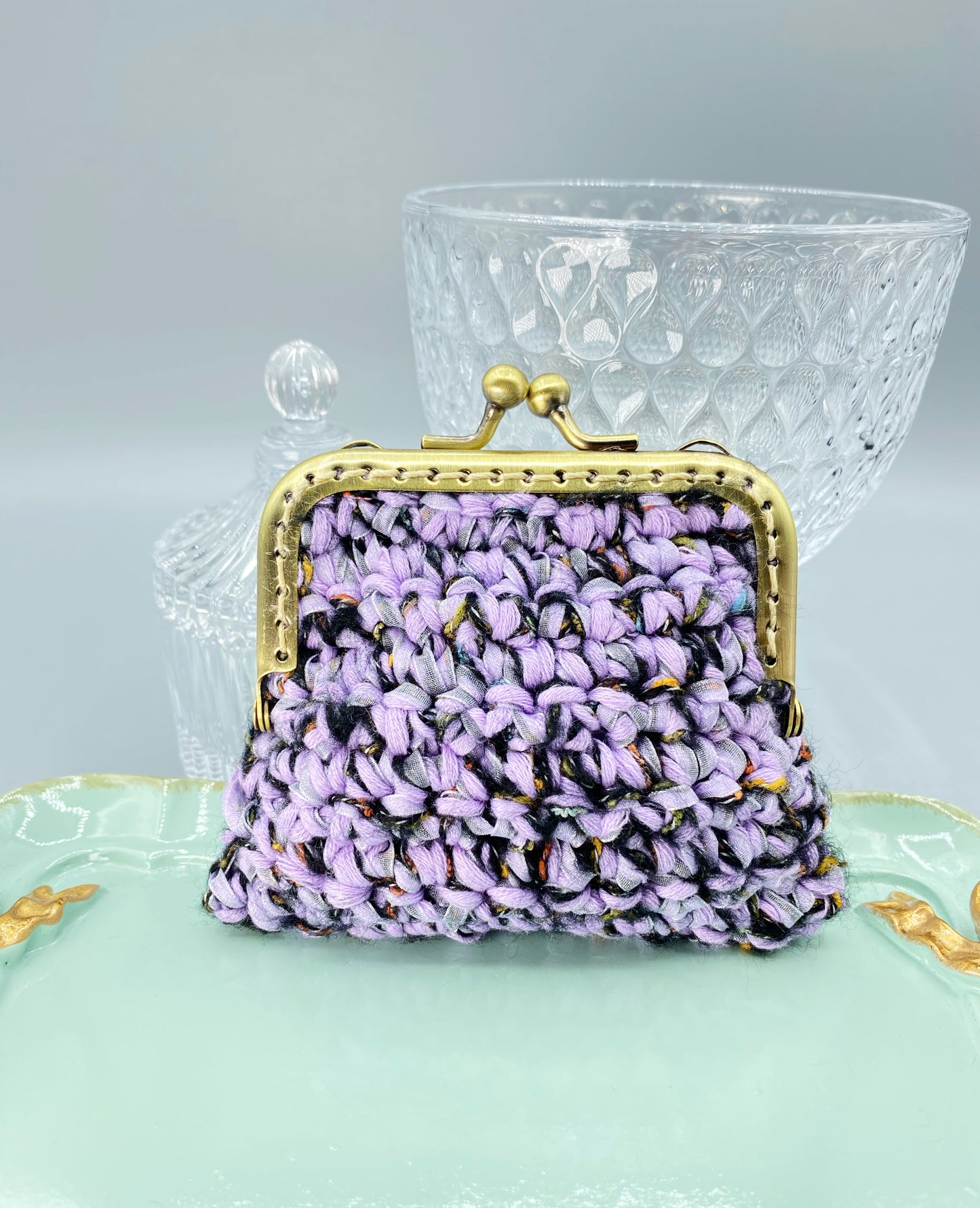 Purple Crochet Coin Pouch