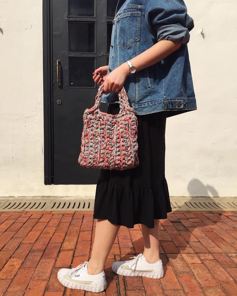 Coral Crochet Tote Bag