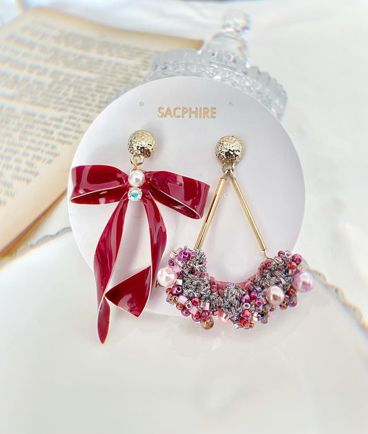 Sparkle Embellished Crochet and Bow Earrings