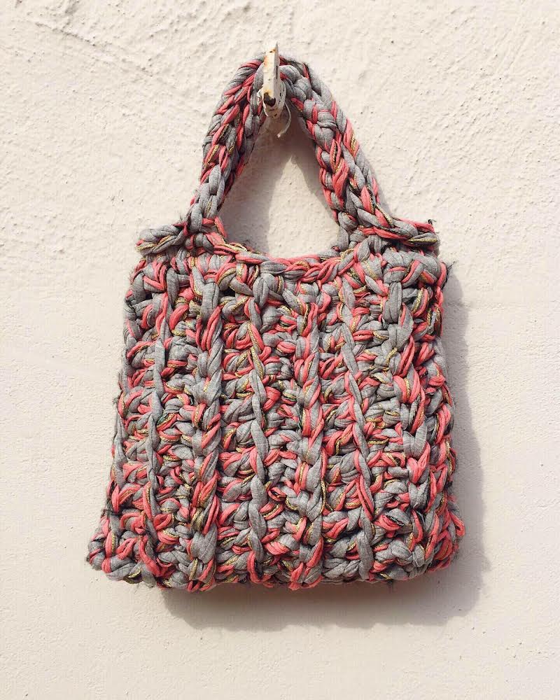 Coral Crochet Tote Bag